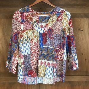 Zara patchwork boho paisley top